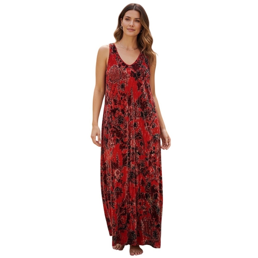 Johnny Was Size XL Bias Slip Maxi Dress Bobcat Forest Re and Black Womens